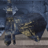 Navy Blue & Gold Veining Modern Wedding Stropdas