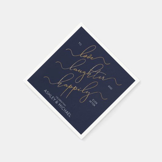 Navy Blue Gold verlovingsfeest gelukkig ooit daarn Servet (Hoek)