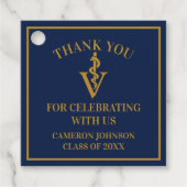 Navy Blue Gold Veterinaire School Afstudeerfeest Bedankjes Labels (Voorkant)