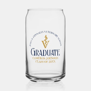 Navy Blue Gold Veterinaire School Afstuderen Custo Blikvorm Glas