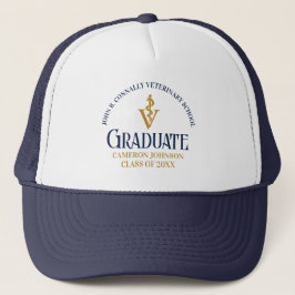 Navy Blue Gold Veterinaire School Afstuderen Custo Trucker Pet
