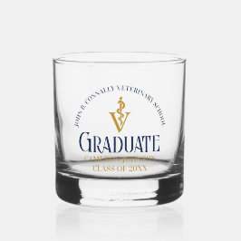 Navy Blue Gold Veterinaire School Afstuderen Custo Whisky Glas