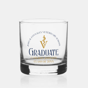Navy Blue Gold Veterinaire School Afstuderen Custo Whisky Glas