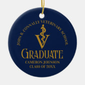 Navy Blue Gold Veterinaire School Foto Afstuderen Keramisch Ornament (Voorkant)
