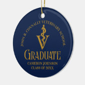 Navy Blue Gold Veterinaire School Foto Afstuderen Keramisch Ornament (Links)