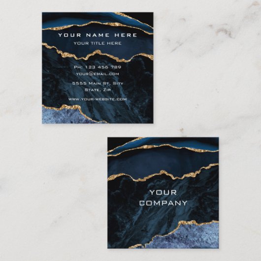 Navy Blue Gold Visitekaartje Ontwerp uw eigen (Voorkant / Achterkant)