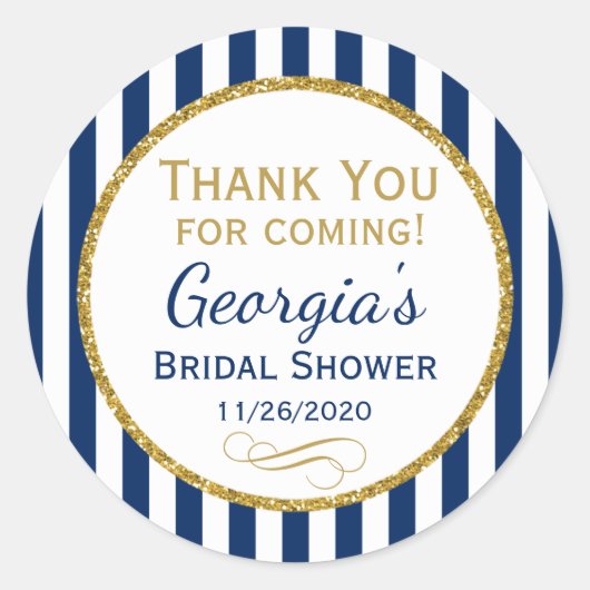 Navy Blue Gold Vrijgezellenfeest - Bedankt voor je Ronde Sticker (Voorkant)