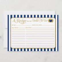Navy Blue Gold Vrijgezellenfeest Recipe Kaart