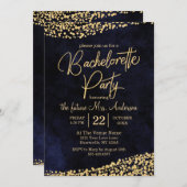 Navy Blue & Gold vrijgezellenfeest uitnodiging (Voorkant / Achterkant)