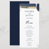Navy Blue Gold Waterverf Wedding Menu (Voorkant / Achterkant)