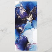 Navy Blue Gold Waterverf Wedding Menu (Achterkant)