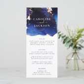 Navy Blue Gold Waterverf Wedding Menu (Staand voorkant)