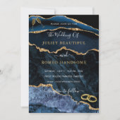 Navy Blue Gold Wedding Invitation Ontwerp uw eigen (Voorkant)