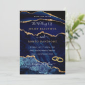 Navy Blue Gold Wedding Invitation Sjabloon (Staand voorkant)