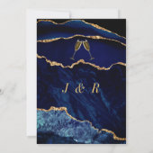Navy Blue Gold Wedding Invitation Sjabloon (Achterkant)