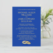 Navy Blue, Gold Wedding Invitations for Two Grooms Kaart (Staand voorkant)