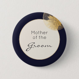 Navy Blue Gold Wedding Moeder van de Groom Ronde Button 5,7 Cm
