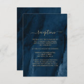Navy Blue & Gold Wedding Reception Enclosure Card Informatiekaartje (Voorkant / Achterkant)
