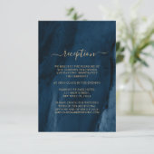Navy Blue & Gold Wedding Reception Enclosure Card Informatiekaartje (Staand voorkant)