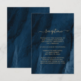 Navy Blue & Gold Wedding Reception Enclosure Card Informatiekaartje