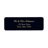 Navy Blue Gold Wedding Return Address Etiket (Voorkant)
