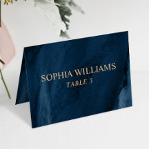 Navy Blue & Gold Wedding Table Kaart