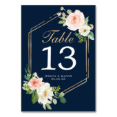 Navy Blue Gold Wedding Table Numbers, dubbelzijdig Kaart (Achterkant)