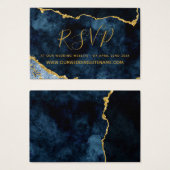 Navy Blue Gold Wedding Website RSVP Kaarten invoeg Visitekaartje (Voorkant /achterkant)