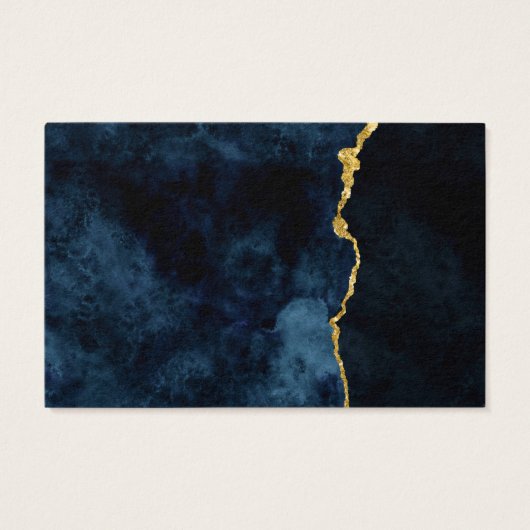 Navy Blue Gold Wedding Website RSVP Kaarten invoeg Visitekaartje (Achterkant)