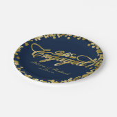 Navy Blue Gold We're Engaged Verlovingspartij Papieren Bordje (Gekanteld)