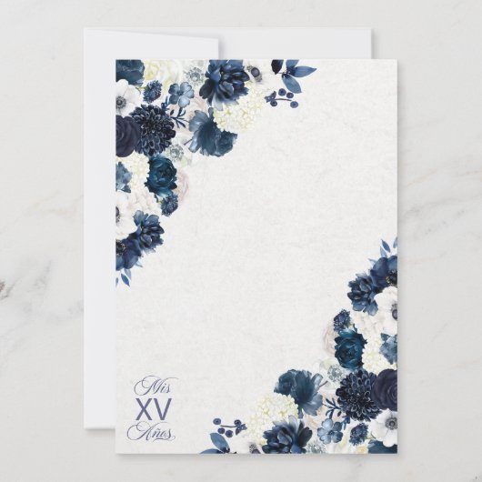 Navy Blue Gold Western Charra Ranchero Quinceanera Kaart (Achterkant)