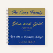 Navy Blue Gold White Guest Book Spiral Notitieboek (Voorkant)