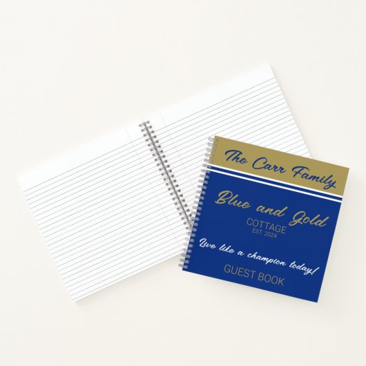 Navy Blue Gold White Guest Book Spiral Notitieboek (Binnen)