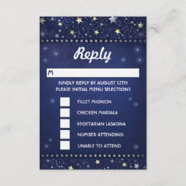 Navy Blue Gold & White Stars RSVP MENU Selecties