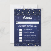 Navy Blue Gold & White Stars RSVP MENU Selecties (Voorkant)