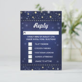 Navy Blue Gold & White Stars RSVP MENU Selecties (Staand voorkant)