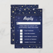 Navy Blue Gold & White Stars RSVP MENU Selecties (Voorkant / Achterkant)