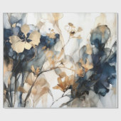 Navy Blue Gold Wrapping Paper Cadeaupapier (Vlak)