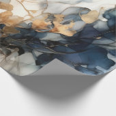 Navy Blue Gold Wrapping Paper Cadeaupapier (Hoek)