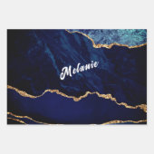 Navy Blue Gold Wrapping Papieren Bladen Aangepaste Inpakpapier Vel (Voorkant 2)