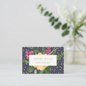 Navy Blue Gold Yellow Event Planner Visitekaartje (Staand voorkant)