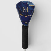 Navy Blue Gold Your Letter Name Golf Head Hoesje Golfheadcover (Voorkant)