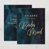 Navy Blue & Gold zal mijn Bridesmaid zijn Kaart (Voorkant / Achterkant)