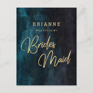 Navy Blue & Gold zal mijn Bridesmaid zijn Kaart