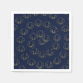 Navy Blue & Gold Zee Shell Zeemeermin Vrijgezellen Servet (Voorkant)