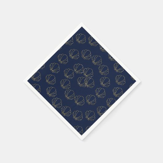 Navy Blue & Gold Zee Shell Zeemeermin Vrijgezellen Servet (Hoek)
