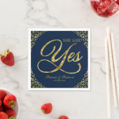Navy Blue Gold zei ja tegen Engagement Party Servet (Insitu)