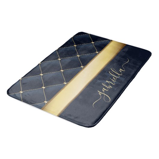 Navy Blue Golden Badmat (Gekanteld)