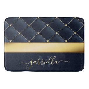 Navy Blue Golden Badmat