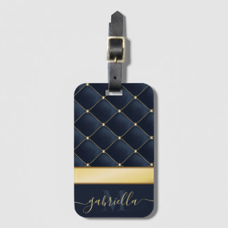 Navy Blue Golden Bagagelabel